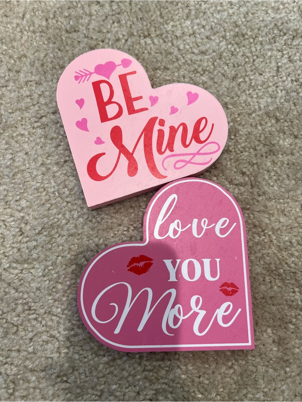 Pink Heart 'Be Mine' & 'Love You More' Decorative Valentine Signs